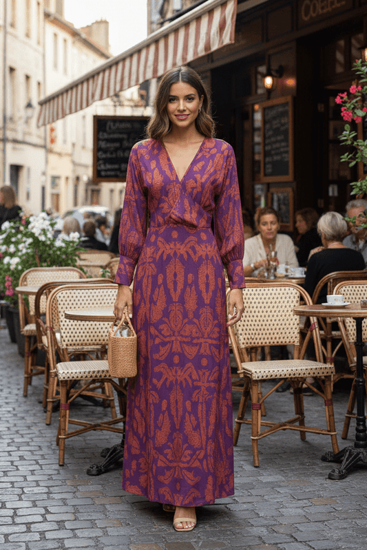 VIVIDERA – Women's Knotted Summer Maxi Dress Elegant V-Neck Cocktail Gown