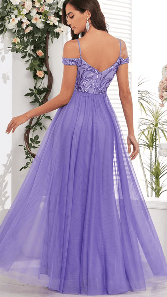 AURELLÉA - Women’s Off-Shoulder V-Neck Tulle Ball Gown