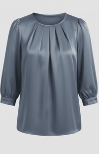LUMASILK – Elegant Satin Blouse Pleated Design Chic Versatile Fit