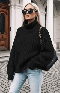 WARMÉE – Cozy Oversized Chunky Knit Turtleneck Sweater for Relaxed Spring Style