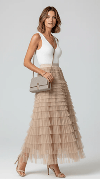 AURELIA - Layered Tulle Midi Skirt