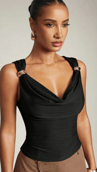 VALÉNZA - Gold Accent Draped Top