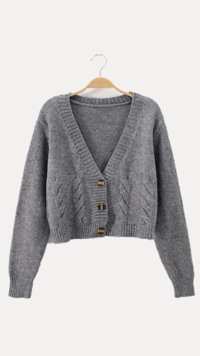 ZENDAYA - Cropped Cable Knit Cardigan