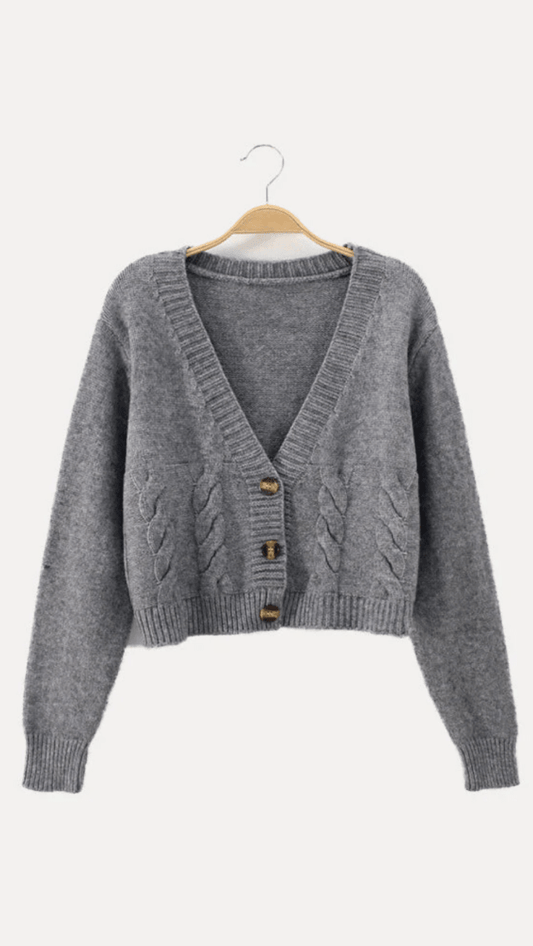 ZENDAYA - Cropped Cable Knit Cardigan