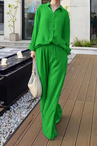 CANDACE – Plus Size Women’s Linen Long Sleeve Pant Set