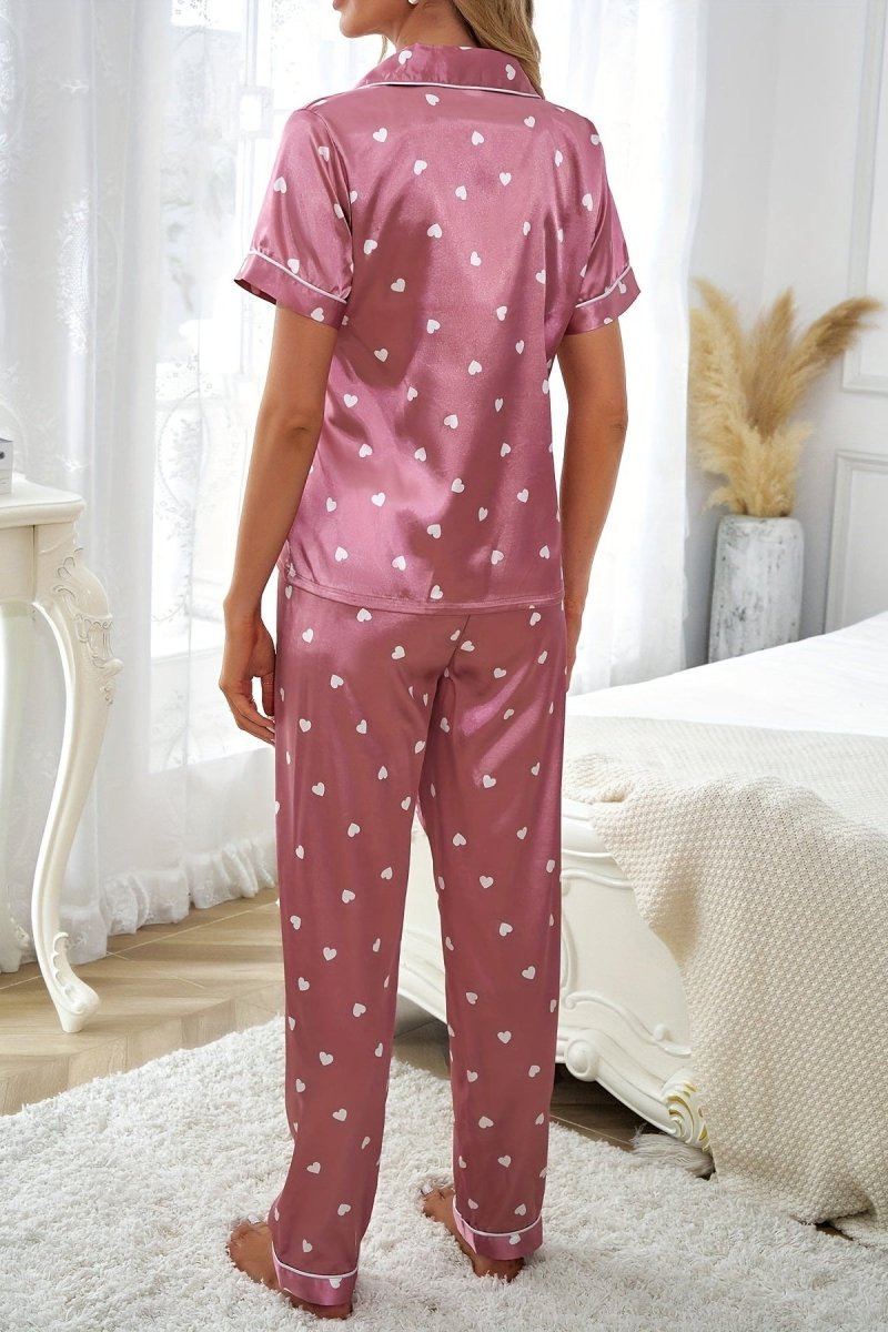 Whitney – Glossy Heart Print Lounge Set