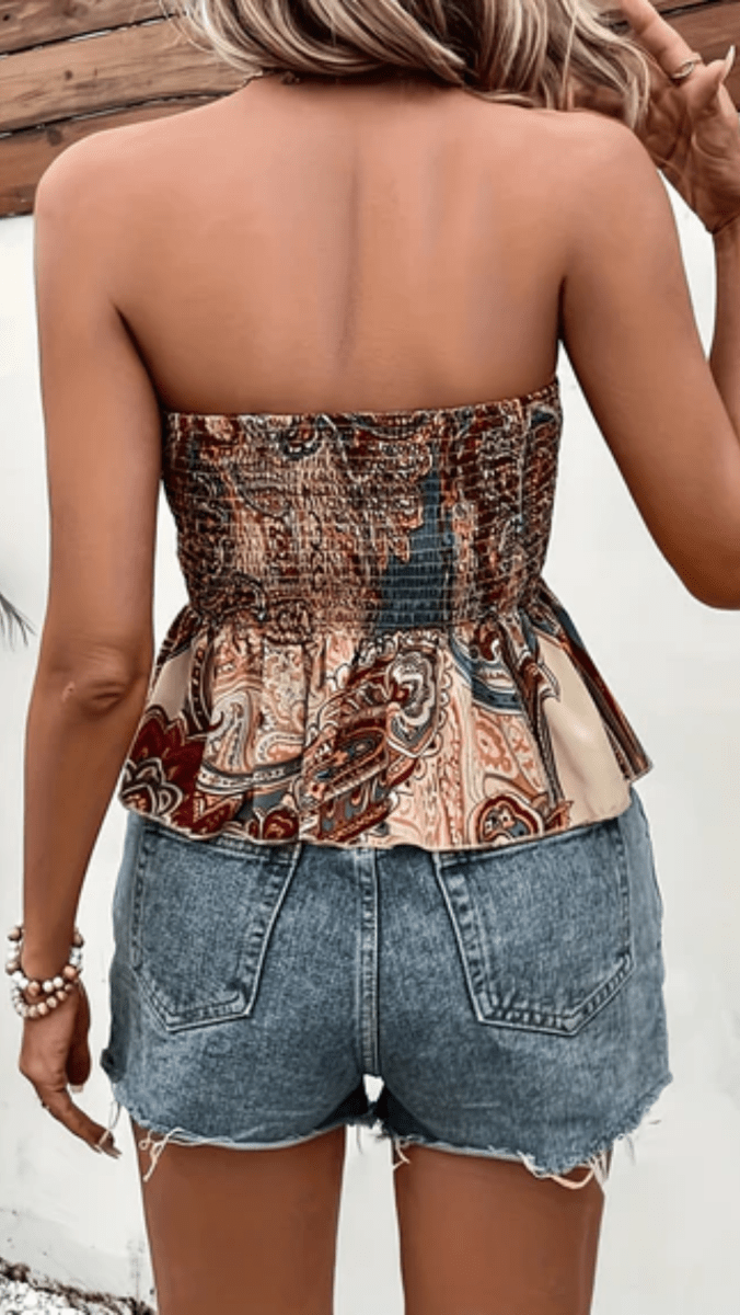 AZALÉRA - Women’s Paisley Shirred Bandeau Top