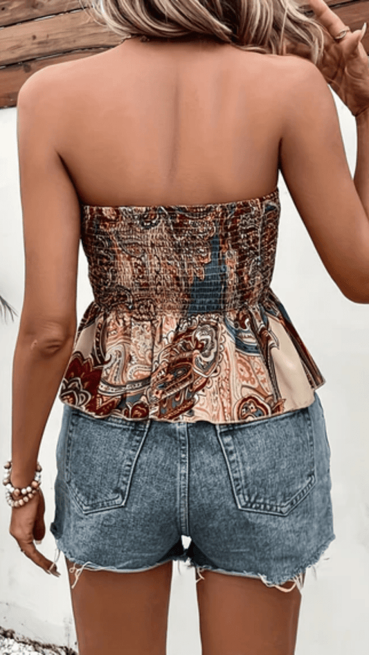 AZALÉRA - Women’s Paisley Shirred Bandeau Top