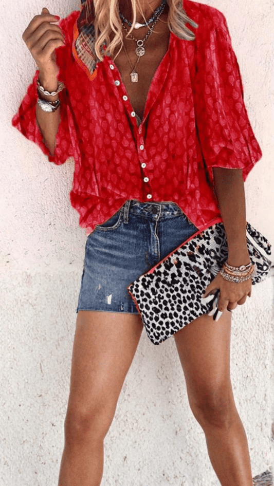 MIRA - Chic Airy Button Blouse