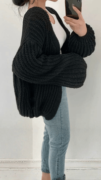 ALVENA - Chunky Knit Balloon Sleeve Cardigan