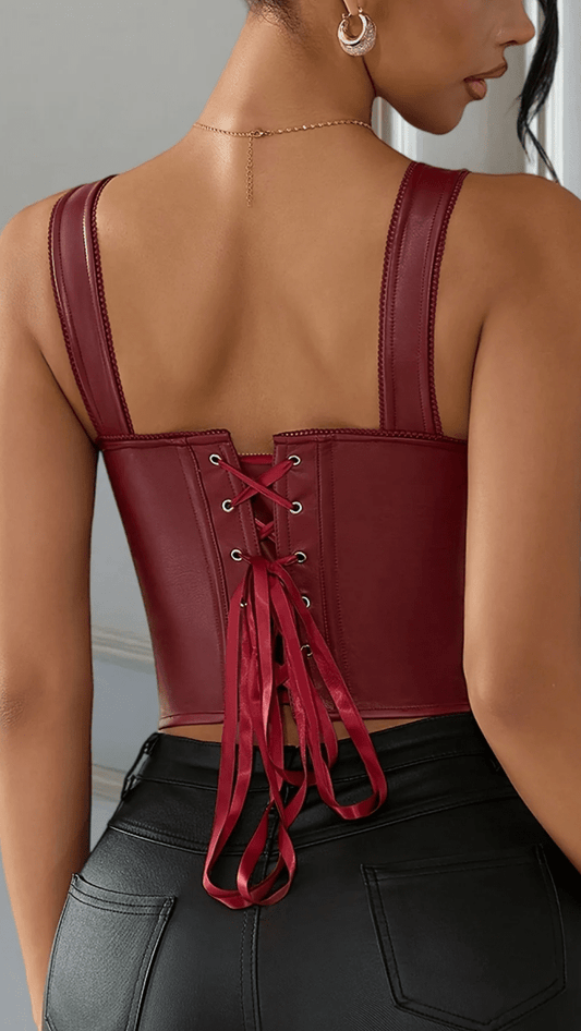 VALÉRIXA - Women’s PU Leather Boned Corset Top