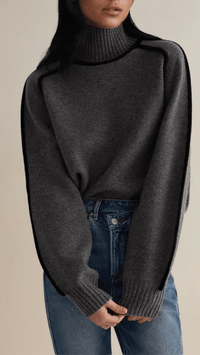 NOIRÉVA - Contrast Trim Turtleneck Sweater