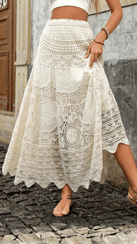 ISOLÉA - Lace Tiered Boho Midi Skirt