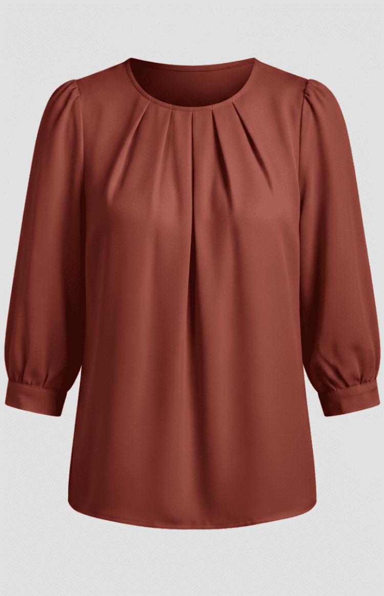 LUMASILK – Elegant Satin Blouse Pleated Design Chic Versatile Fit