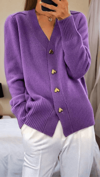 ALVÉRA - Heart Button Knit Cardigan