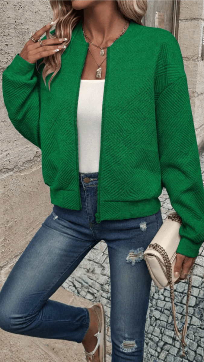 LUMIÈRA - Textured Zip Cardigan