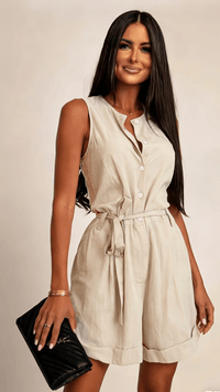 ALVINA - Sleeveless Button Waist Jumpsuit