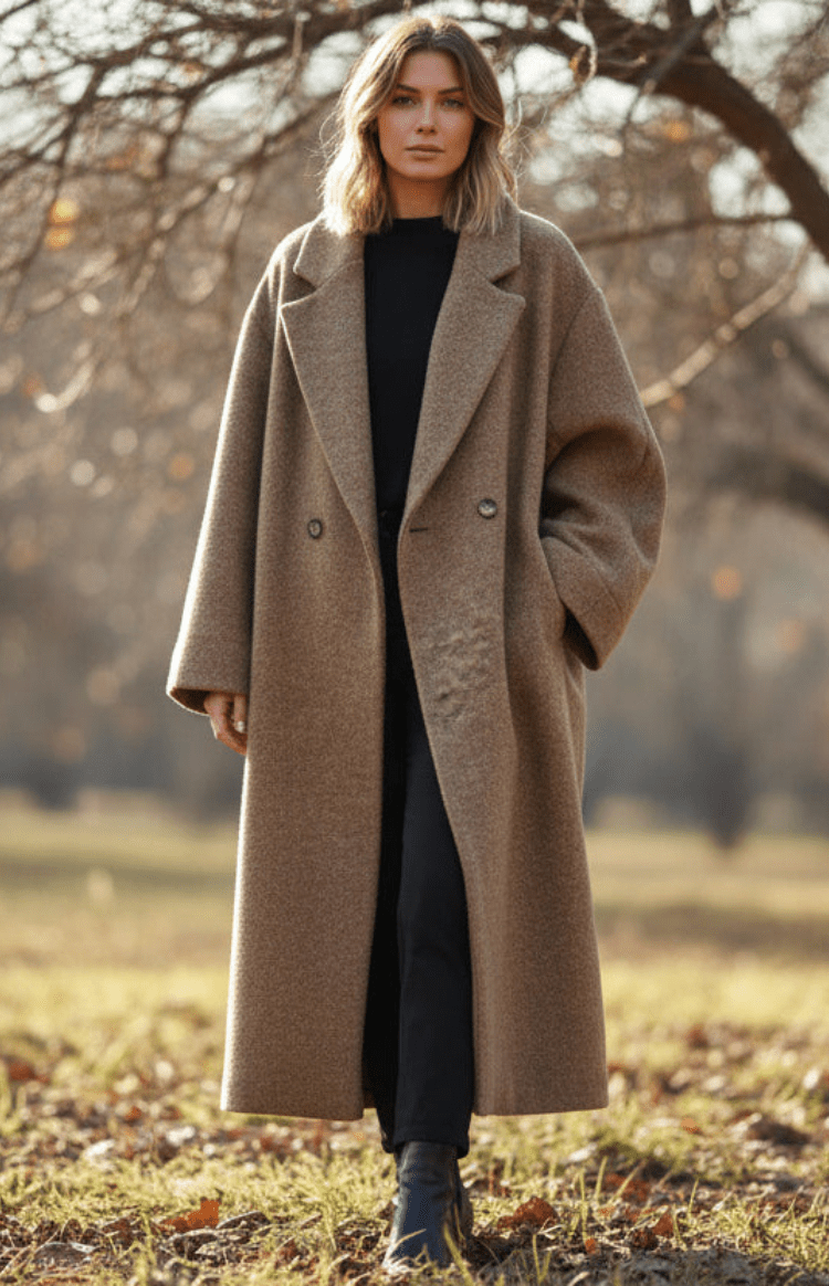 SNOWÉRA – Women’s Oversized Spring Coat, Classic Double-Breasted Look