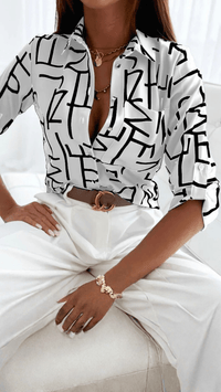 CLARA - Modern Printed Button Blouse