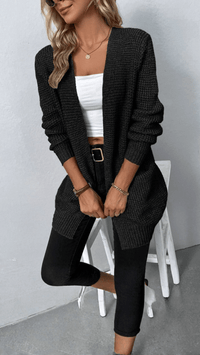 AMALIE - Open Front Knit Longline Cardigan