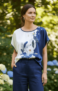 ISLENA – Lightweight Floral Satin Batwing Top