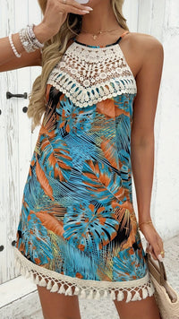 VALÉRISA - Women’s Paisley Lace Halter Mini Dress