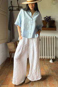 KALINDI – Plus Size Draped Linen Lapel Shirt