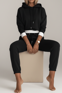 COMFYSUE – Cozy Women's Hoodie and Drawstring Pants Tracksuit Set for Casual Wear
