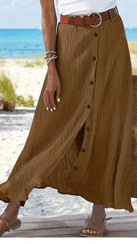 SERAPHINE - Button Front Flow Midi Skirt