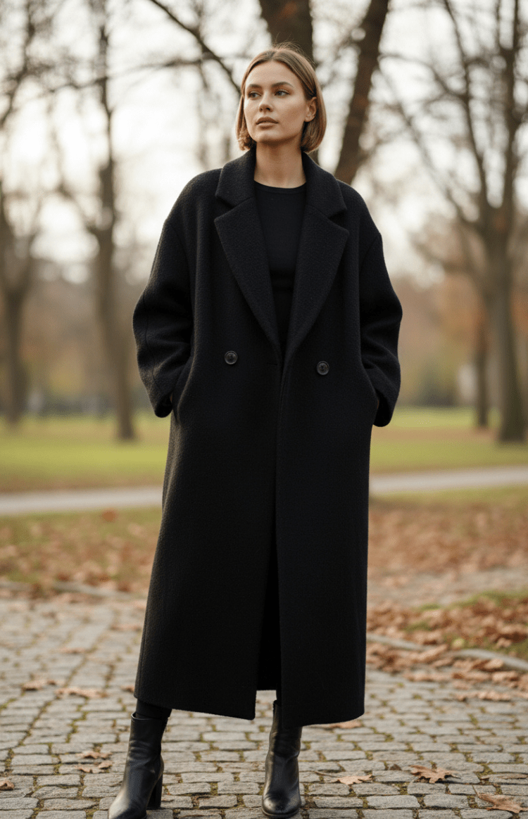 SNOWÉRA – Women’s Oversized Spring Coat, Classic Double-Breasted Look