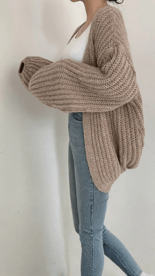 ALVENA - Chunky Knit Balloon Sleeve Cardigan