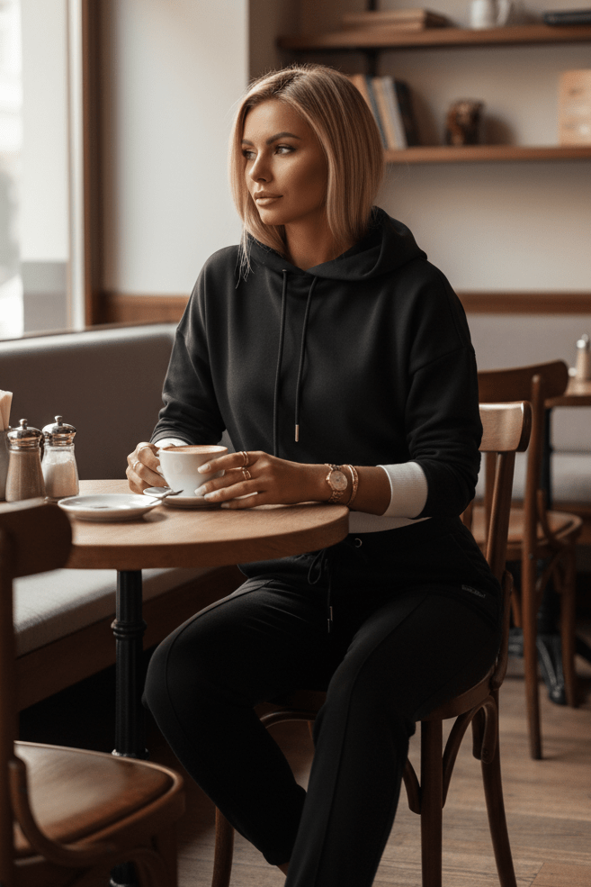 COMFYSUE – Cozy Women's Hoodie and Drawstring Pants Tracksuit Set for Casual Wear