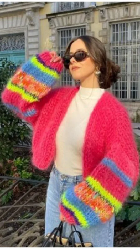 VIVARÉLLE - Rainbow Chunky Knit Cardigan