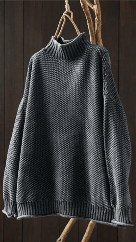 SERENA - Textured High Neck Knit Sweater