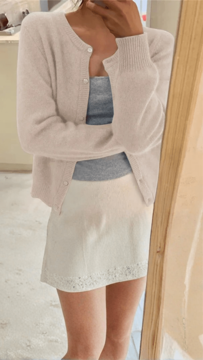 ELARA - Classic Ribbed Button Cardigan
