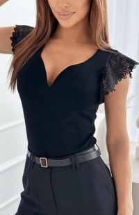 PURELACE – Elegant Lace Top Heart Neckline Soft Versatile Design