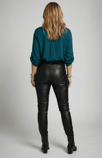 RAVINA – Soft Glitter Roll-Sleeve Blouse