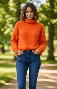 LOUNARIA – Women’s Soft Turtleneck Knit Sweater, Cozy High Neck Fit