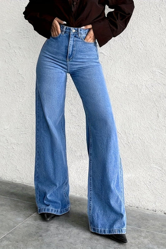 KIENZ – High-Waisted Mid-Blue Flare Jeans