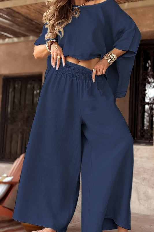 TAMARA – Plus Size Linen Off-Shoulder Lounge Set