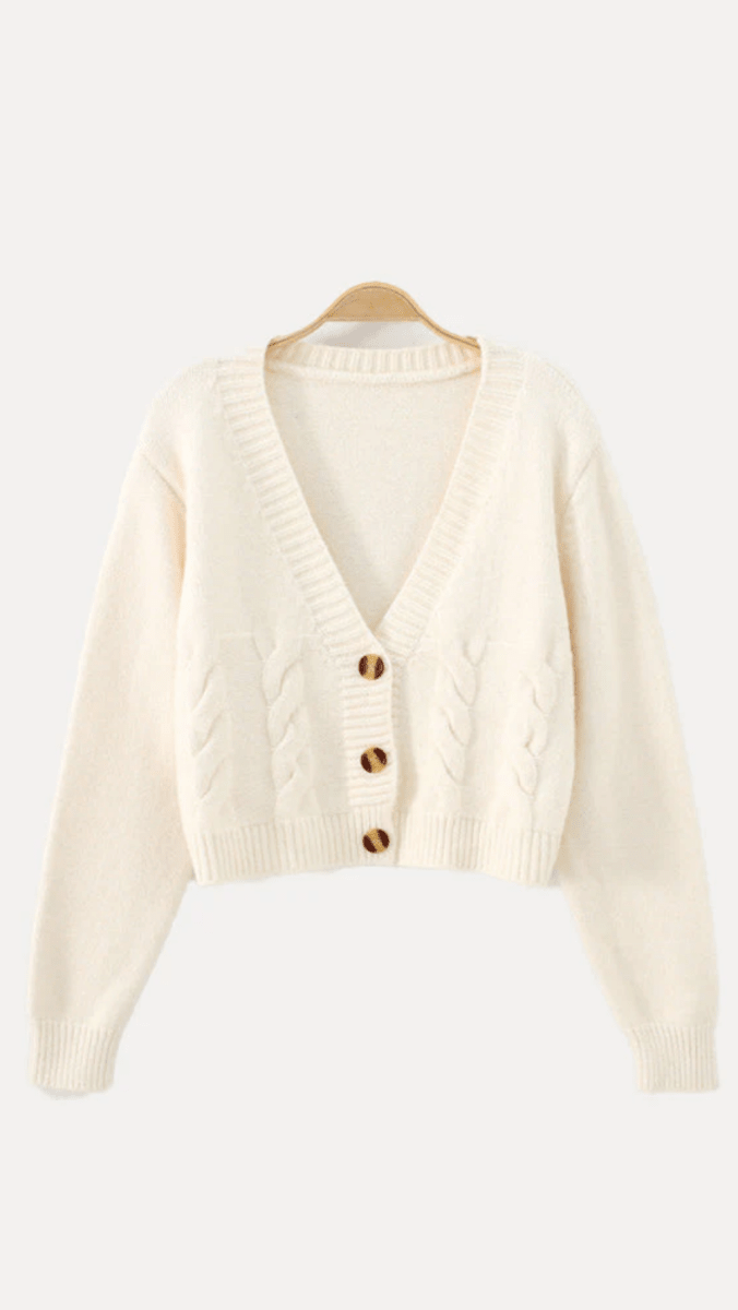 ZENDAYA - Cropped Cable Knit Cardigan