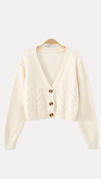 ZENDAYA - Cropped Cable Knit Cardigan