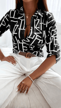 CLARA - Modern Printed Button Blouse