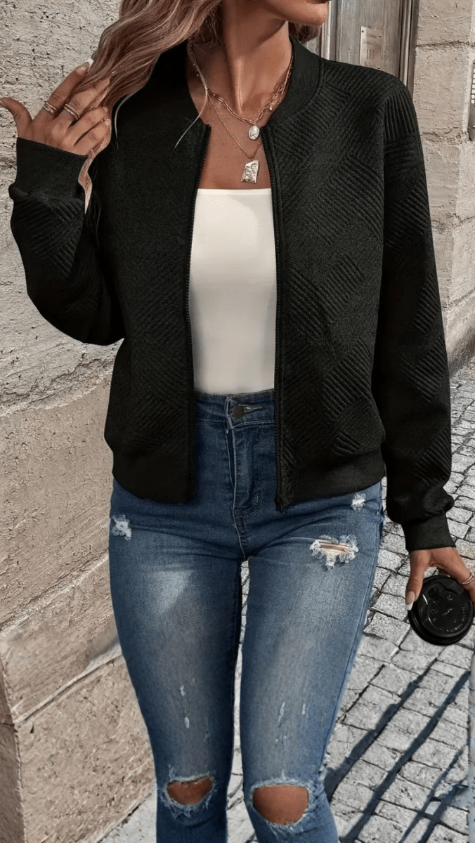 LUMIÈRA - Textured Zip Cardigan