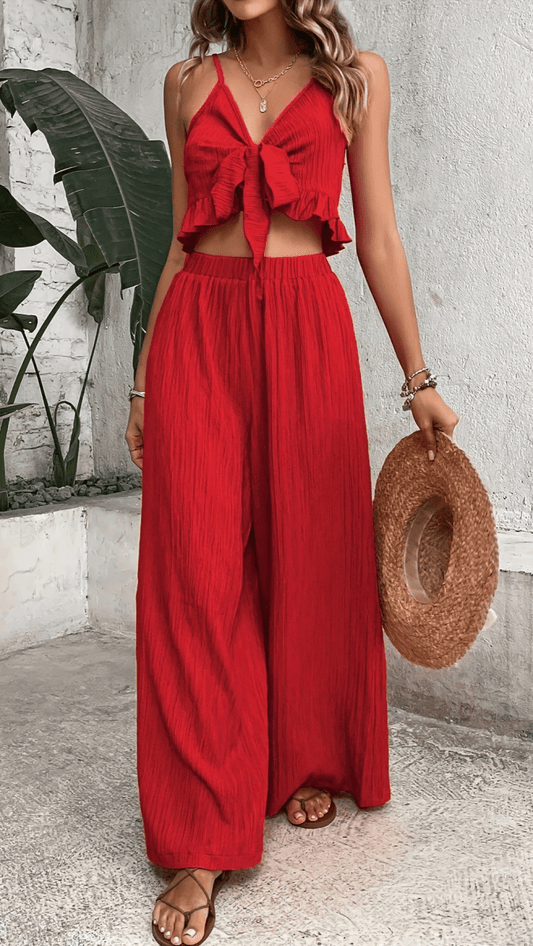 AZURÉA - Tie Front Pants Set