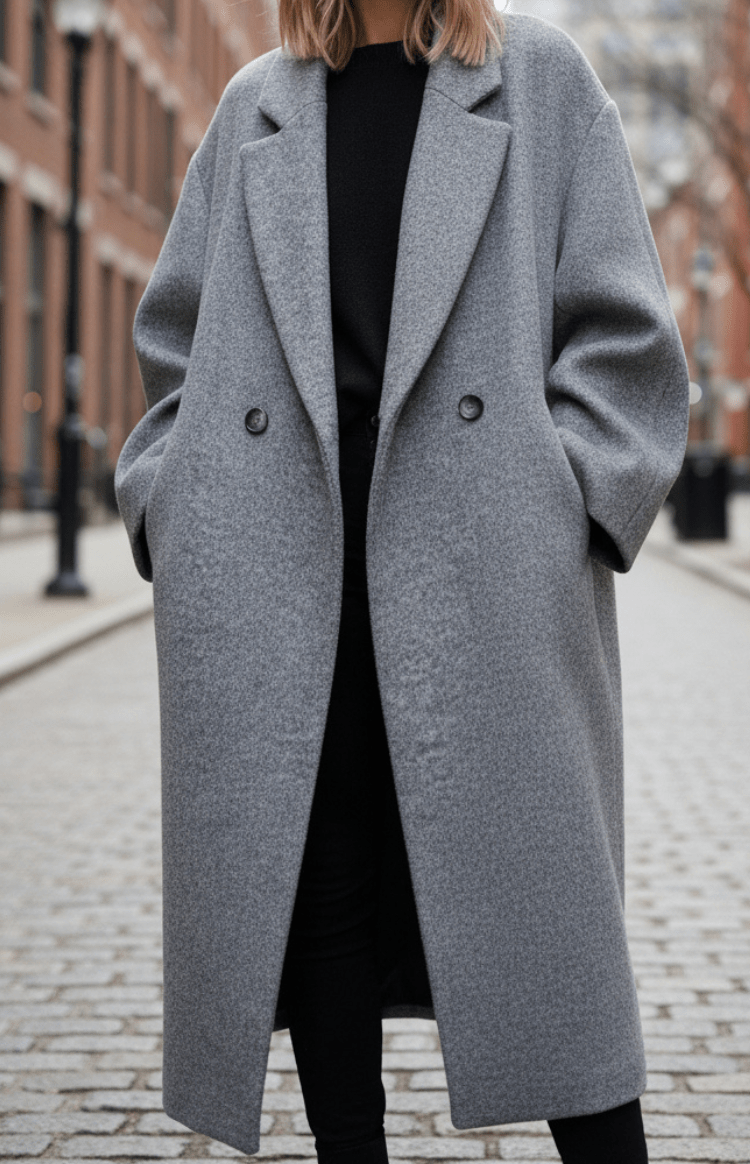 SNOWÉRA – Women’s Oversized Spring Coat, Classic Double-Breasted Look