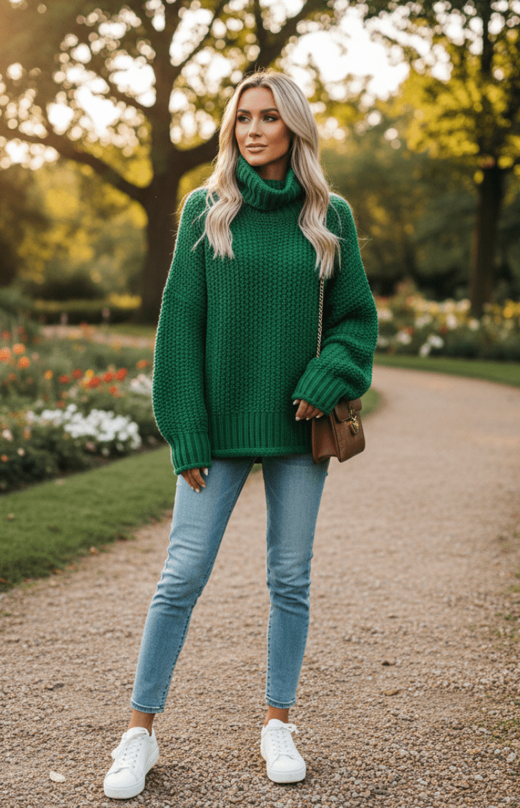 WARMÉE – Cozy Oversized Chunky Knit Turtleneck Sweater for Relaxed Spring Style