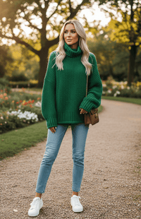 WARMÉE – Cozy Oversized Chunky Knit Turtleneck Sweater for Relaxed Spring Style