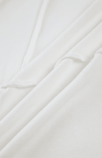 COZYELLE – Long Sleeve Cotton Blend Top Relaxed Fit with Elegant Piping