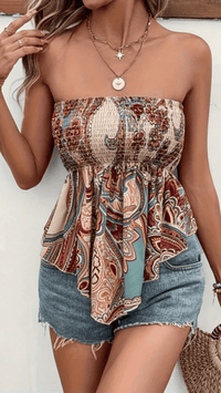 AZALÉRA - Women’s Paisley Shirred Bandeau Top